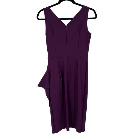 Alex Evenings dress purple short ruched sheath faux wrap size 2 - Picture 4 of 6